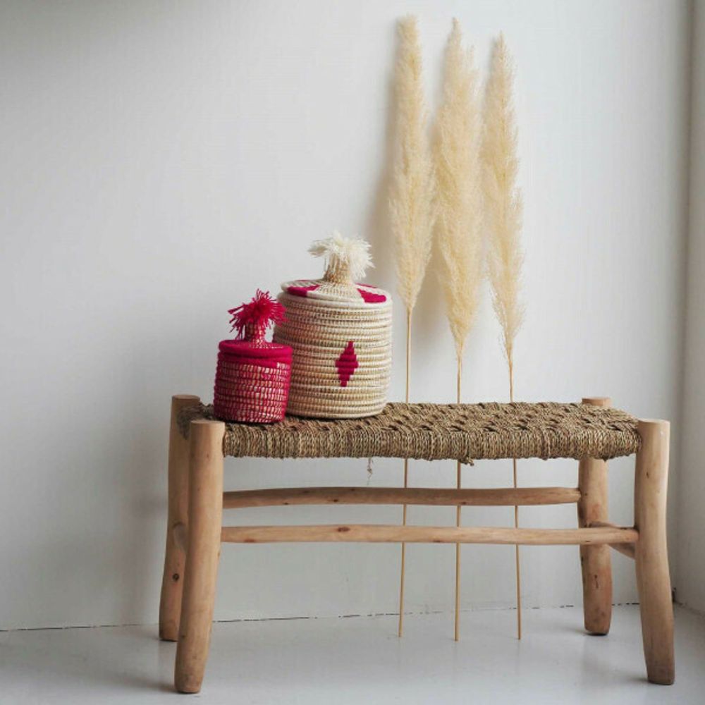 Bancs - Banc marocain en doum et bois d'eucalyptus - L'ATELIER DES CREATEURS