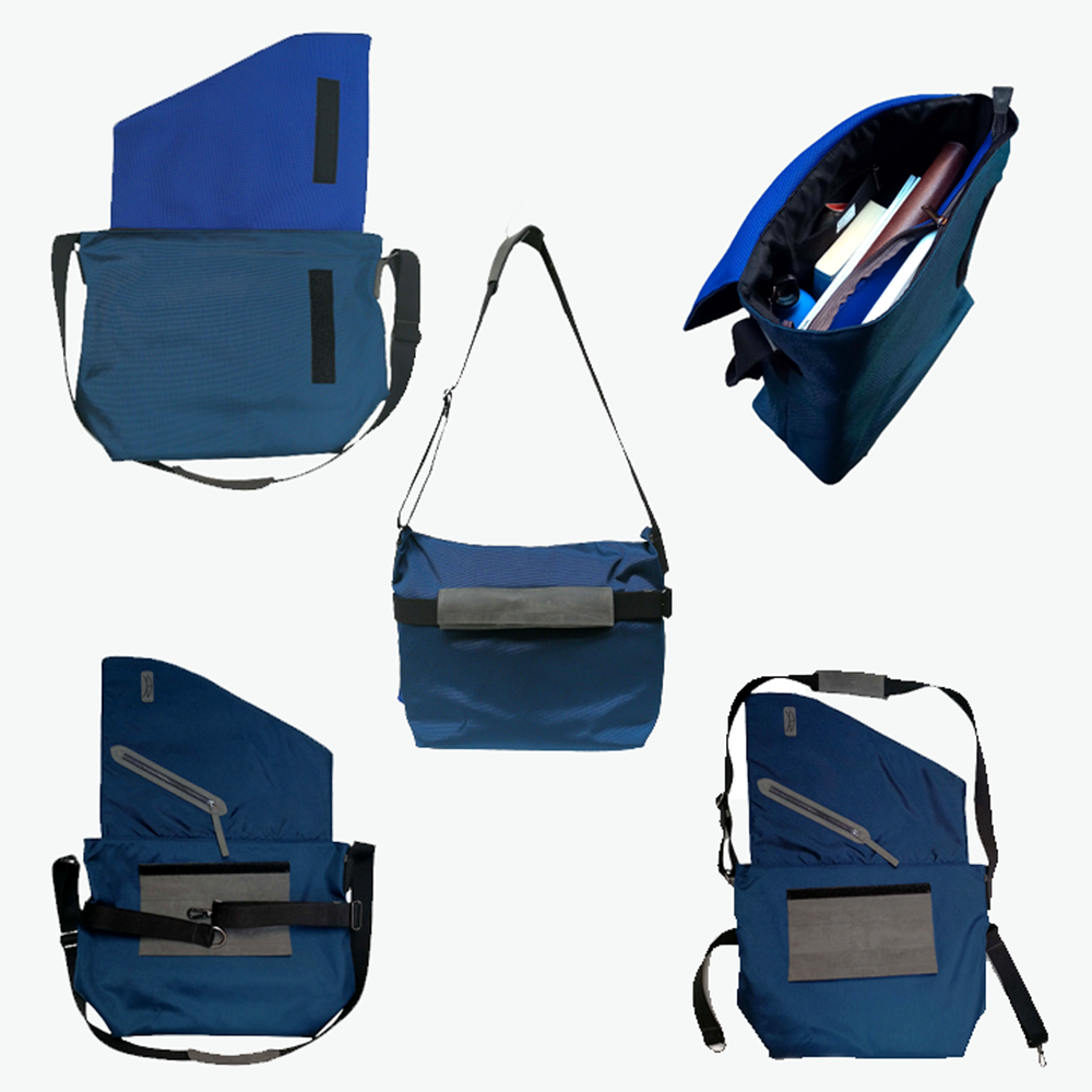 Bags and totes - Handmade bike bag "Urbana"in Cordura with adjustable shoulder and waist straps and removable laptop case - ELENA KIHLMAN