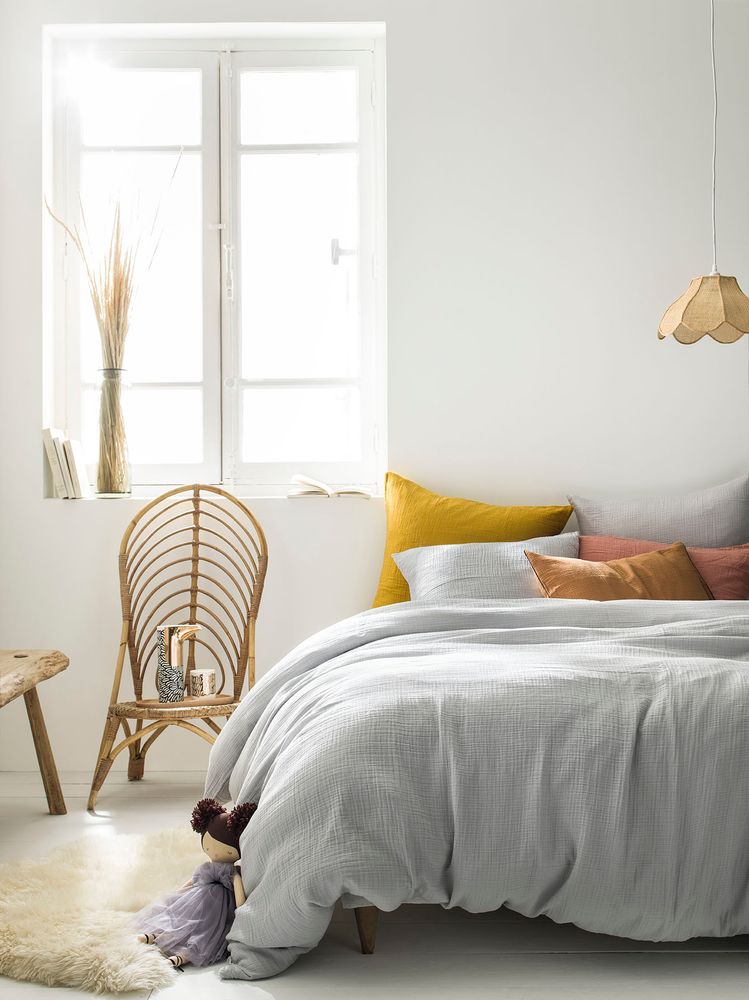 Linge de lit - Double gaze de coton Tendresse Brume - Parure de lit - ESSIX