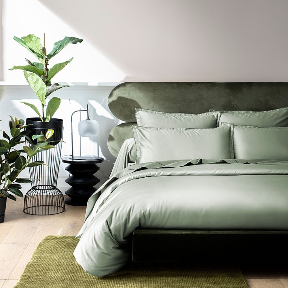 Linge de lit - Linge de lit uni en satin de coton Opium - TRADITION DES VOSGES