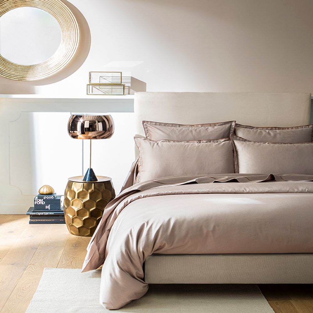 Linge de lit - Linge de lit uni en satin de coton Opium - TRADITION DES VOSGES