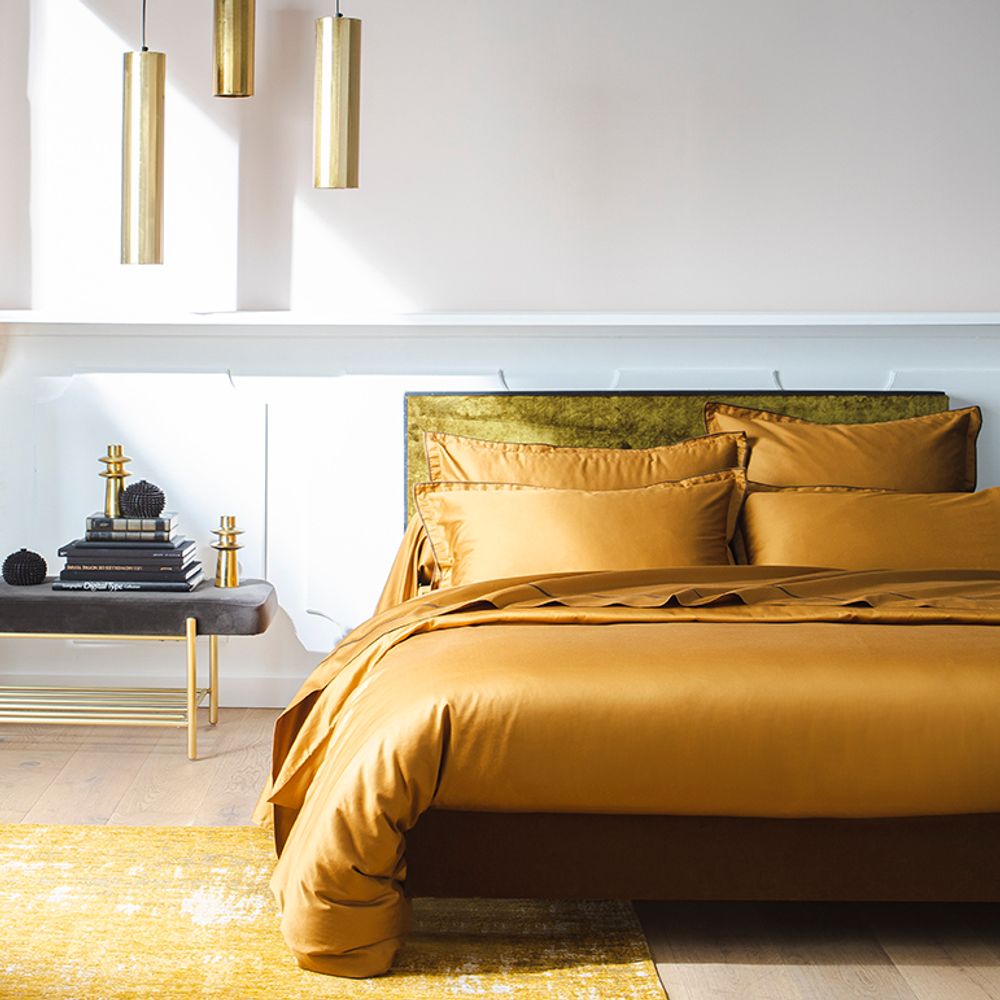 Linge de lit - Linge de lit uni en satin de coton Opium - TRADITION DES VOSGES