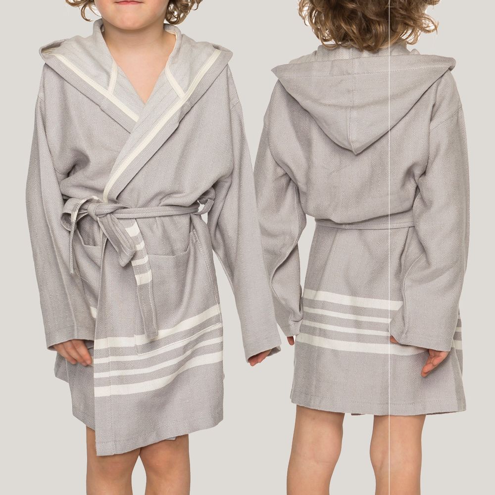 Children's bathtime - KIDS BATHROBE HOODED  COTTON  HANDMADE - LALAY