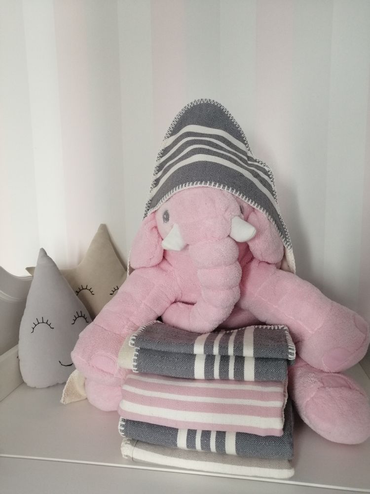 Children's bathtime - KIDS BATHROBE HOODED  COTTON  HANDMADE - LALAY