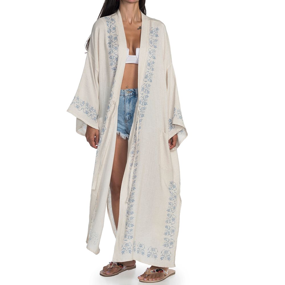 Loungewear - CAFTAN ASENA HANDPRINTED HANDMADE HOMEWEAR OUTFIT COTTON LINEN - LALAY