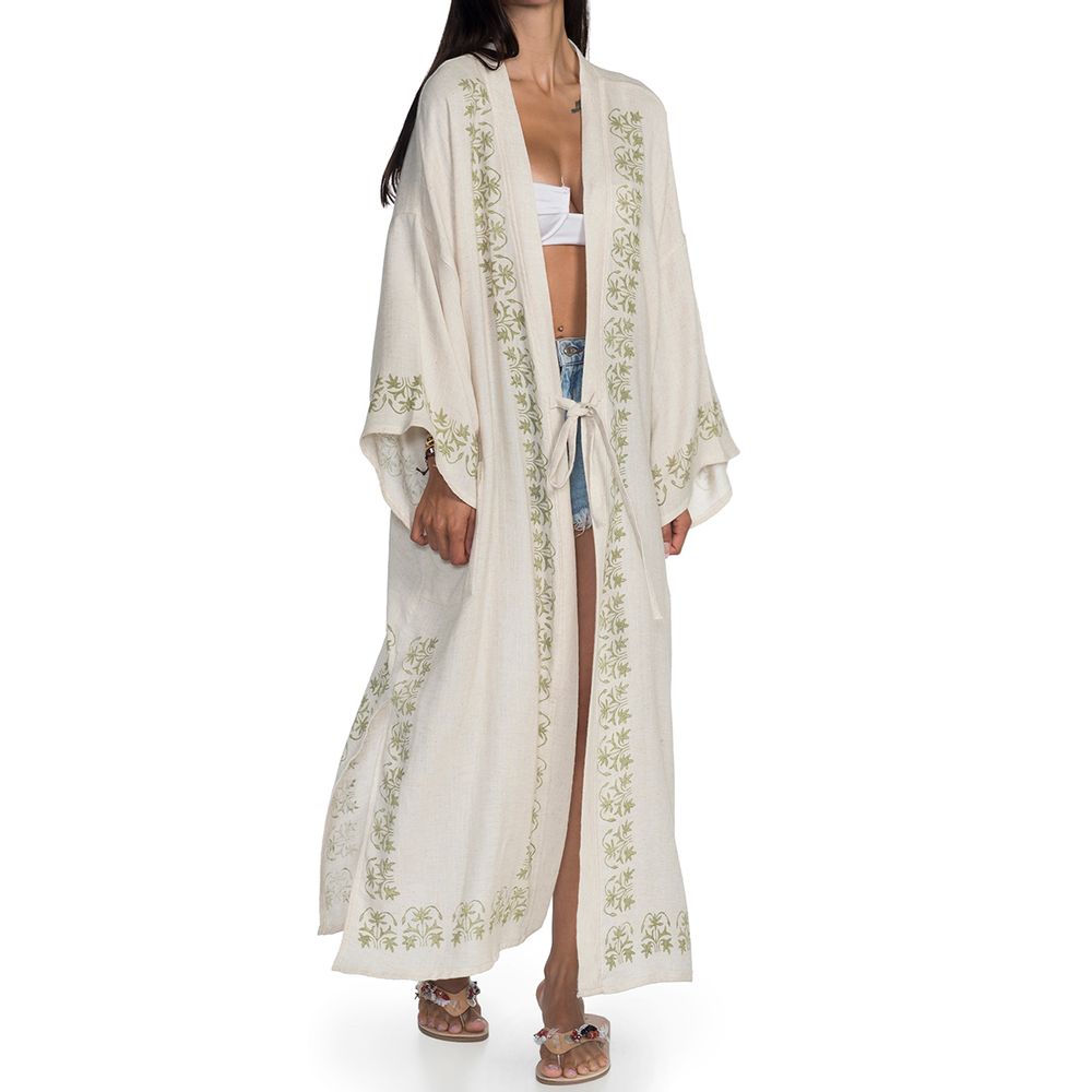 Loungewear - CAFTAN ASENA HANDPRINTED HANDMADE HOMEWEAR OUTFIT COTTON LINEN - LALAY