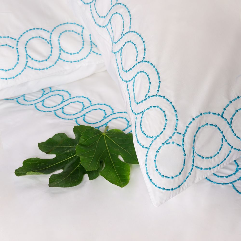 Bed linens - Complete set Polka Turquoise - ALDÉLINDA HOME