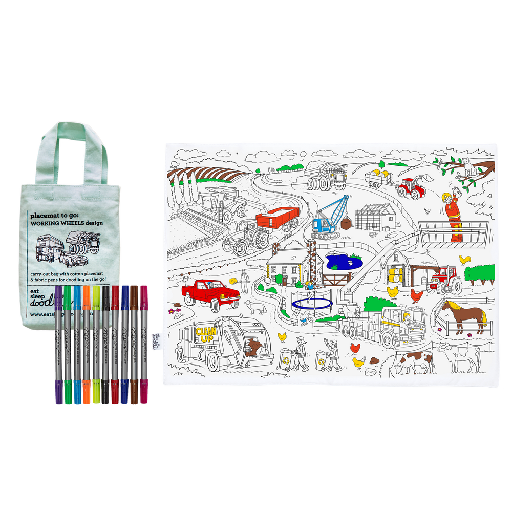 Sets de table - set de table portable voitures, camions et tracteurs - EATSLEEPDOODLE