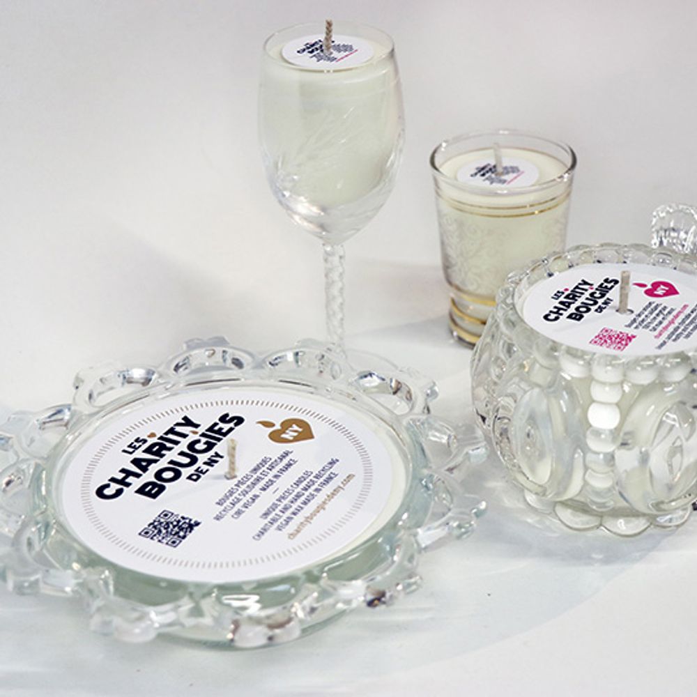 Objets de décoration - BOUGIE EN VERRE OU CRISTAL S ou M - CHARITY BOUGIES DE NY