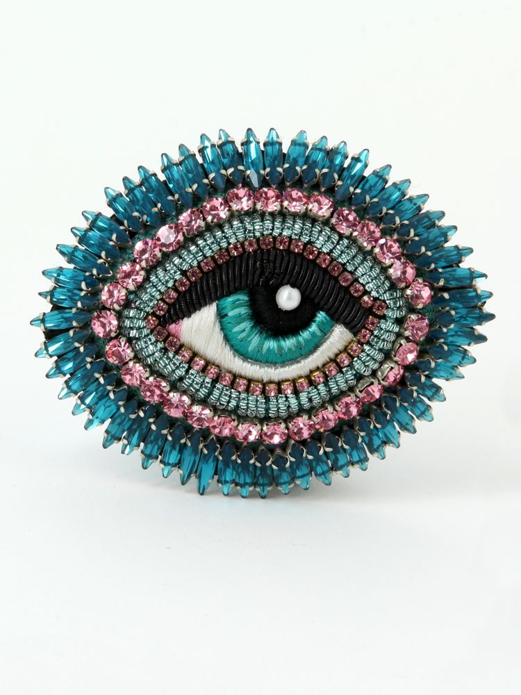 Bijoux - Broche Oeil Hollywood Turquoise - CELESTE MOGADOR