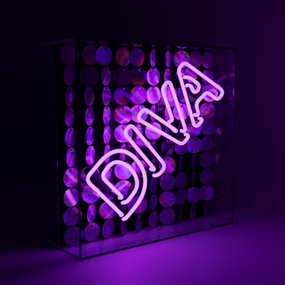 Desk lamps - 'Diva' Acrylic Box Neon Light with Sequins - LOCOMOCEAN