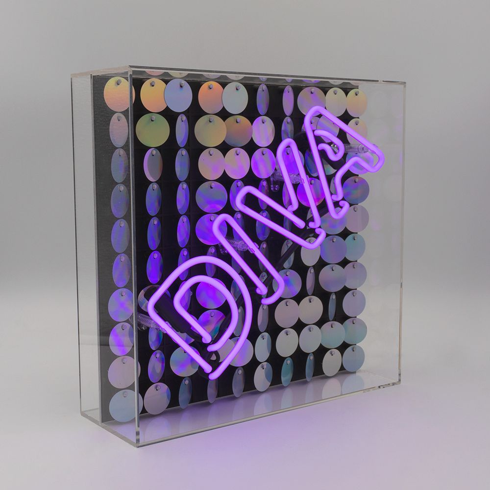 Desk lamps - 'Diva' Acrylic Box Neon Light with Sequins - LOCOMOCEAN