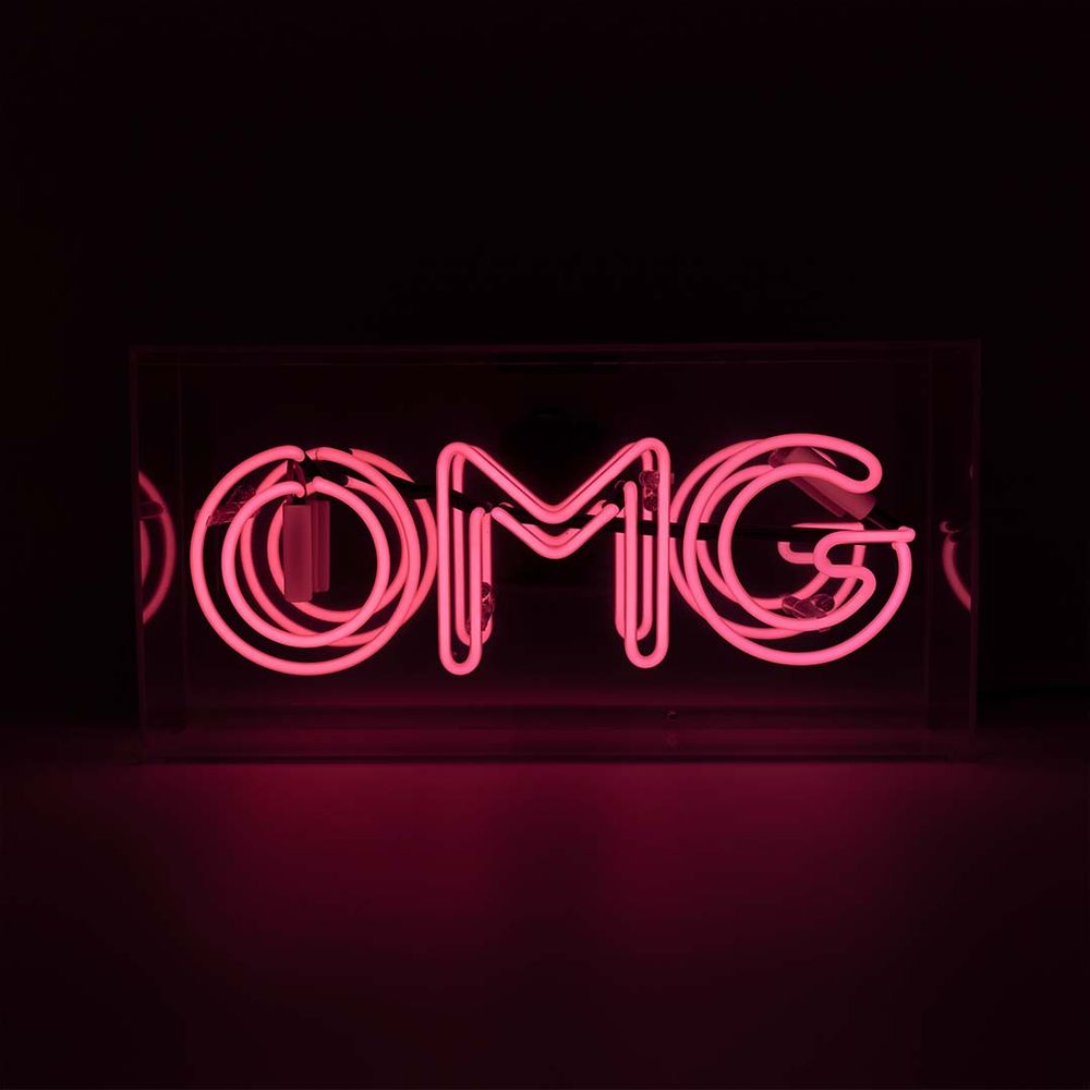 Desk lamps - 'OMG' Acrylic Box Neon Light - Pink - LOCOMOCEAN