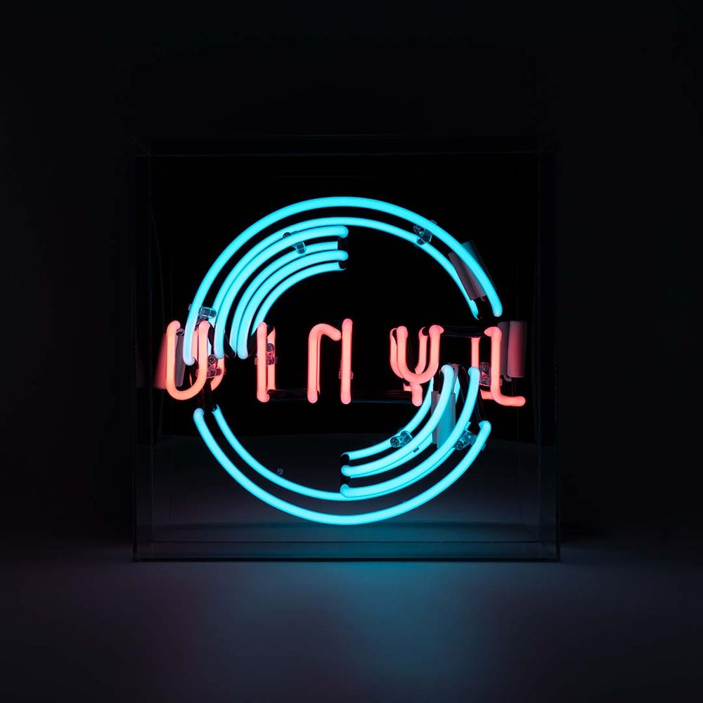 Desk lamps - 'Vinyl' Large Acrylic Box Neon Light - LOCOMOCEAN