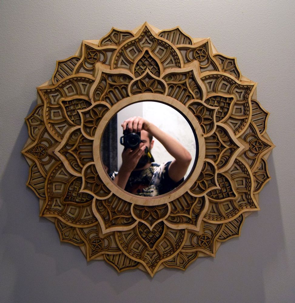 Mirrors - Art Deco Wall Mirror, Black Mirror, Wood Frame Mirror - BHDECOR