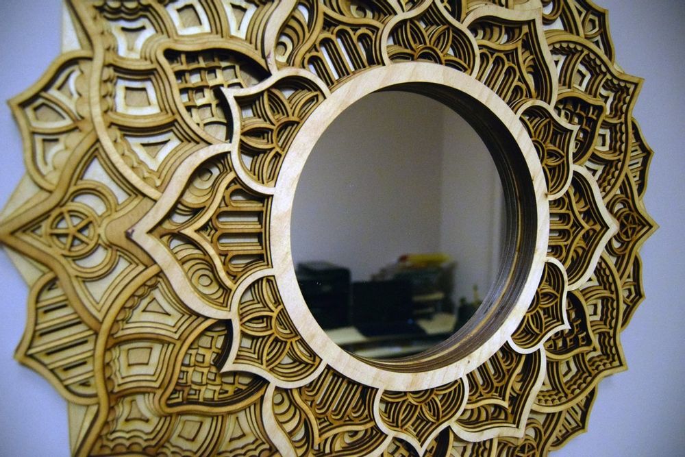 Mirrors - Art Deco Wall Mirror, Black Mirror, Wood Frame Mirror - BHDECOR