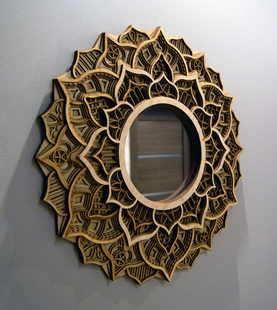 Mirrors - Art Deco Wall Mirror, Black Mirror, Wood Frame Mirror - BHDECOR