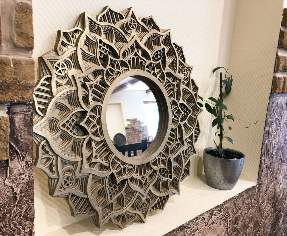 Mirrors - Art Deco Wall Mirror, Black Mirror, Wood Frame Mirror - BHDECOR