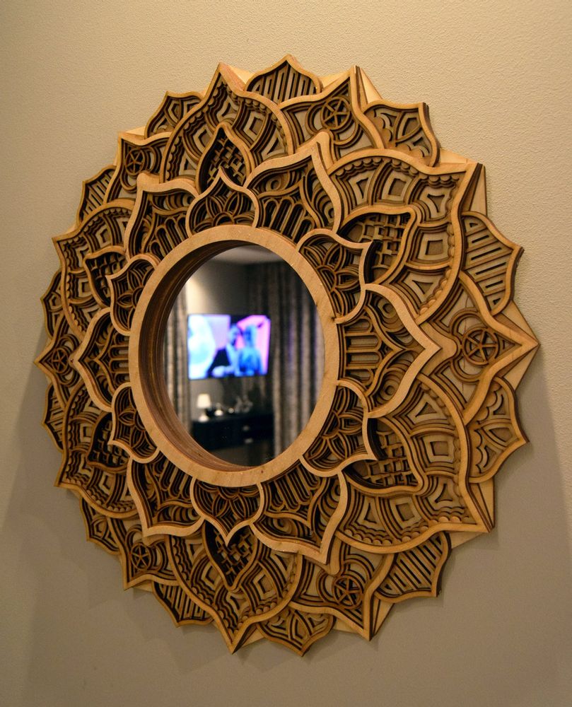 Mirrors - Art Deco Wall Mirror, Black Mirror, Wood Frame Mirror - BHDECOR