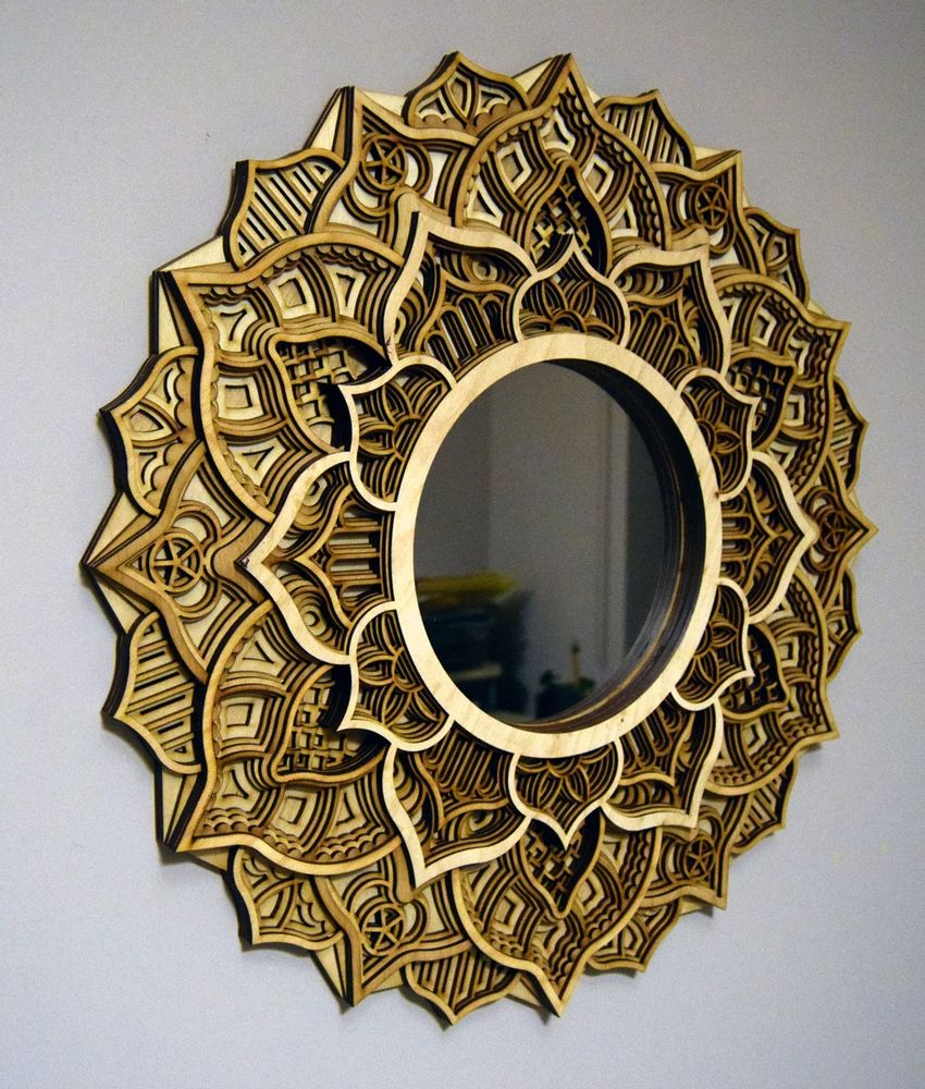 Mirrors - Art Deco Wall Mirror, Black Mirror, Wood Frame Mirror - BHDECOR