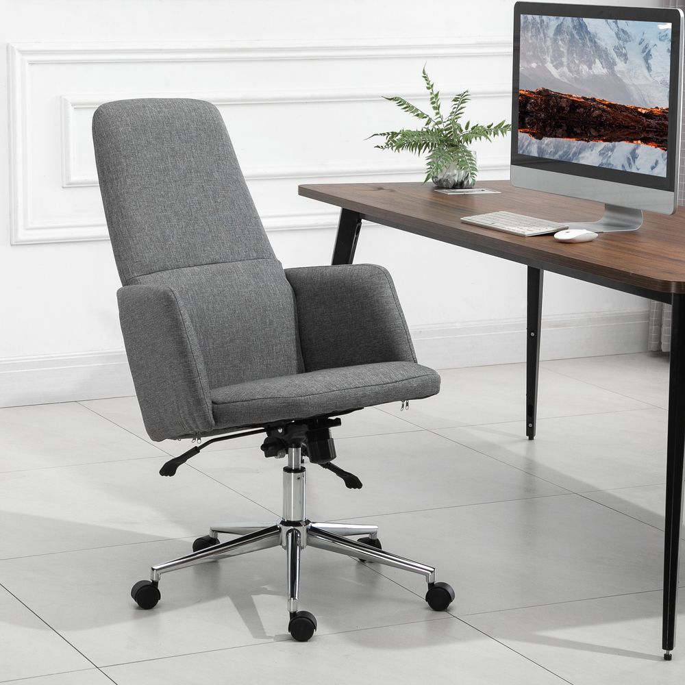 Armchairs - Adjustable Swivel Manager Office Chair Metal Fabric Grey - AOSOM BUSINESS
