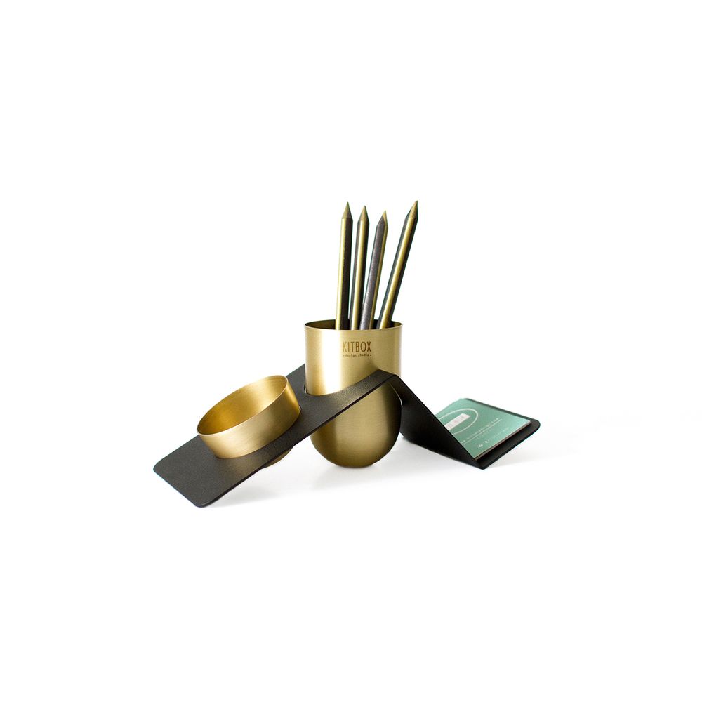 Range-tout - BLANK Organisateur de Bureau - Laiton et Noir - KITBOX DESIGN