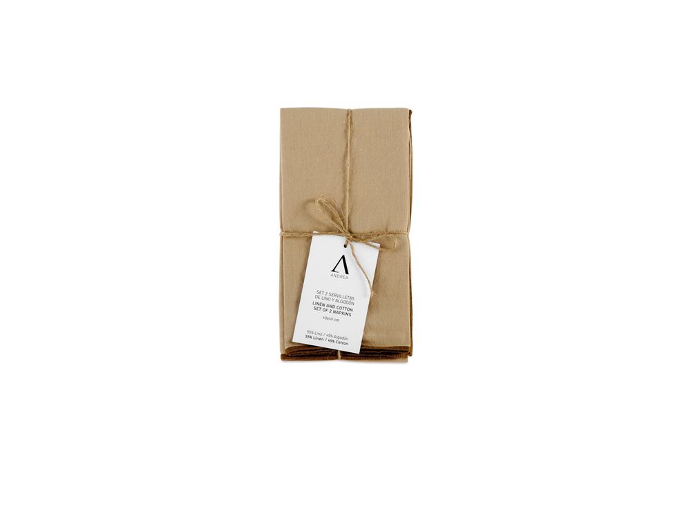 Nappes - Set de 2 sets de table beiges en coton/lin 35x50 cm MS22022 - ANDREA HOUSE