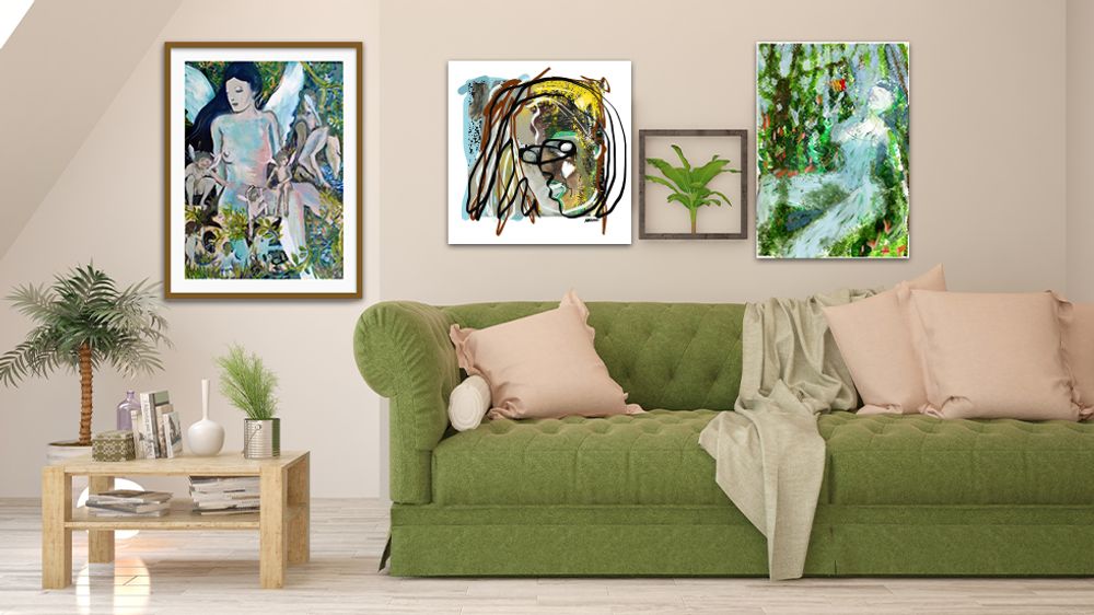 Fabric cushions - “POISONNALY” Limited Edition Painting - L'ATELIER D'ANGES HEUREUX
