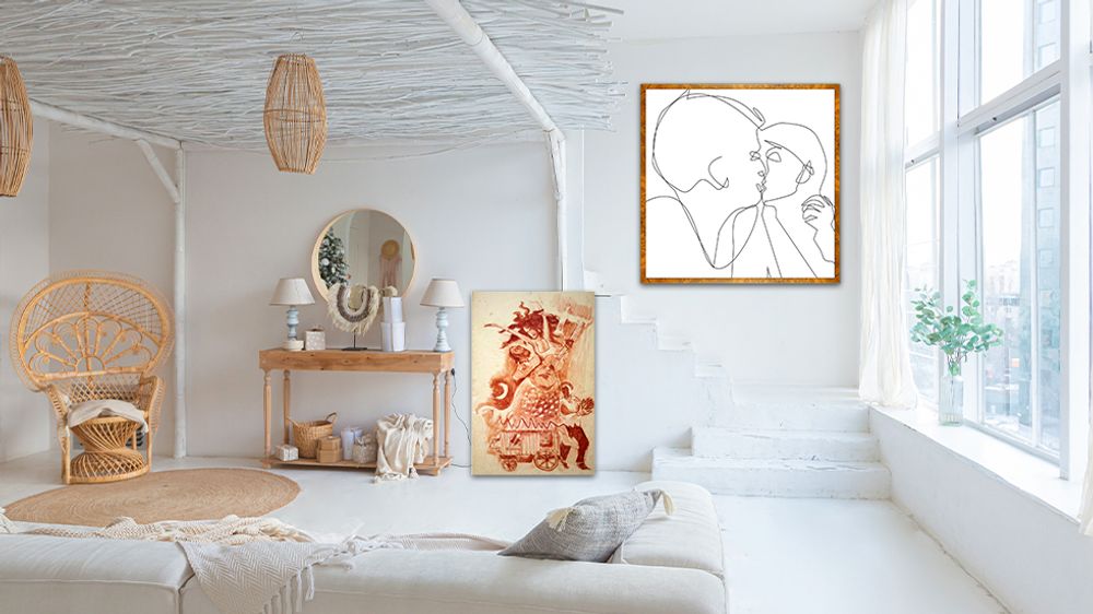 Fabric cushions - “Love is a Bohemian Child” Line Art Limited Edition - L'ATELIER D'ANGES HEUREUX
