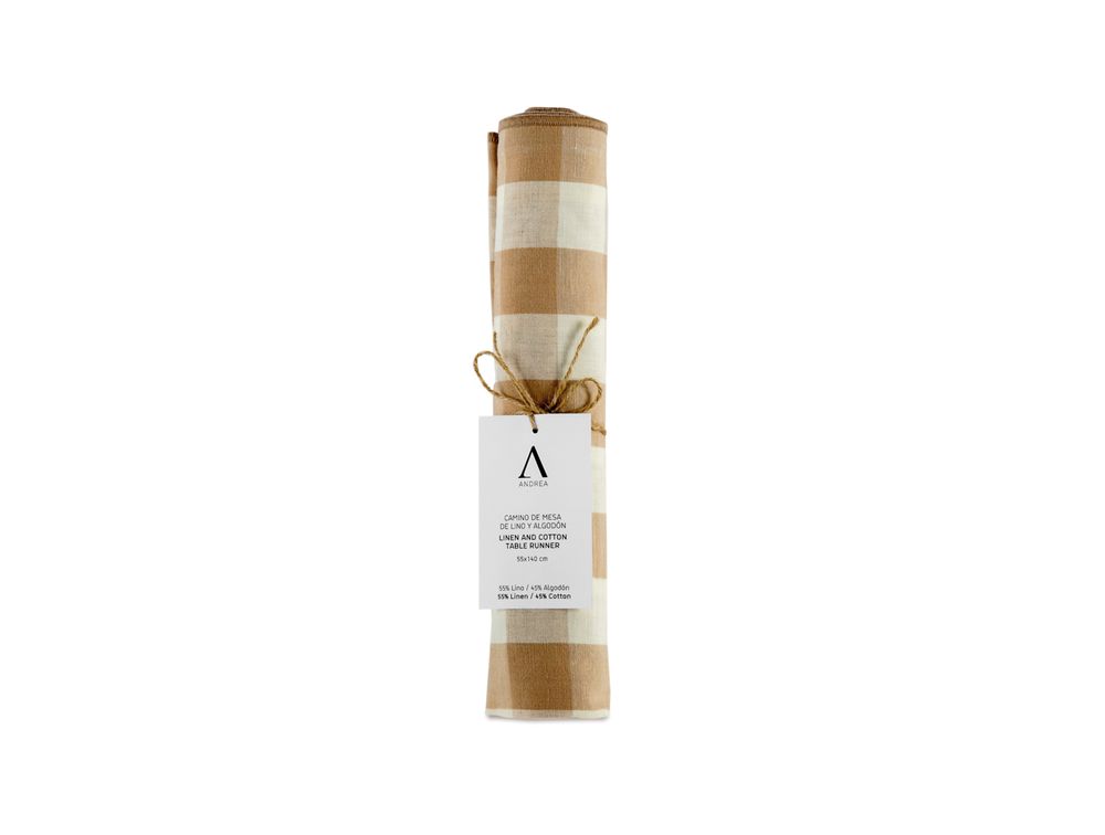 Table cloths - MS22039 Cotton Linen Tablecloth 140 x 200 cm Vichy Beige - ANDREA HOUSE