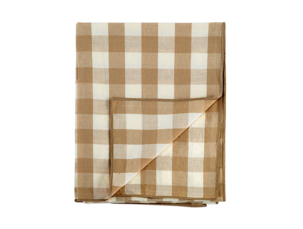 Table cloths - MS22039 Cotton Linen Tablecloth 140 x 200 cm Vichy Beige - ANDREA HOUSE