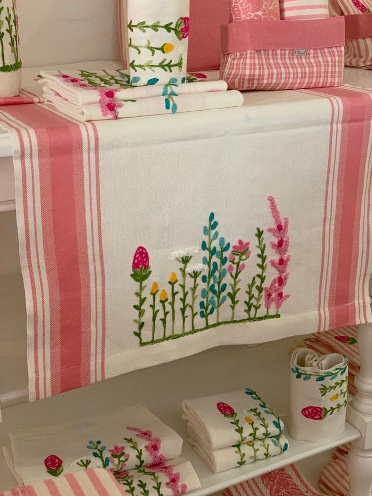 Table linen - DUE FRAGOLE Kitchen Towel Flowery Meadow - BUSATTI  1842
