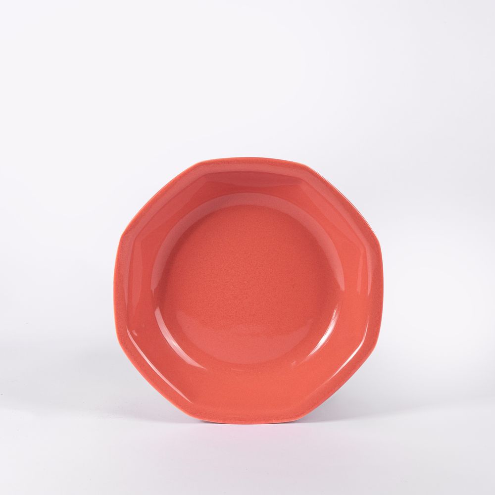 Couverts & ustensiles de cuisine - L'assiette creuse octogonale en porcelaine - Terracotta - OGRE LA FABRIQUE