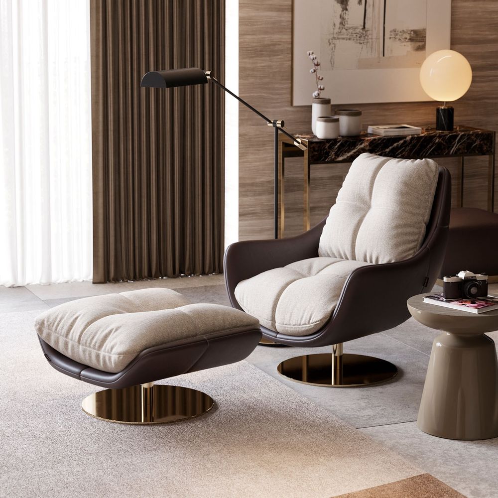 Armchairs - Sophia Armchair with Ottoman - LASKASAS