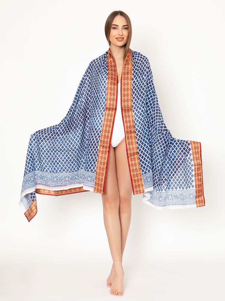 Foulards et écharpes - Echarpe Coton Avec Bordures de Soie - KORES ACCESSORIES