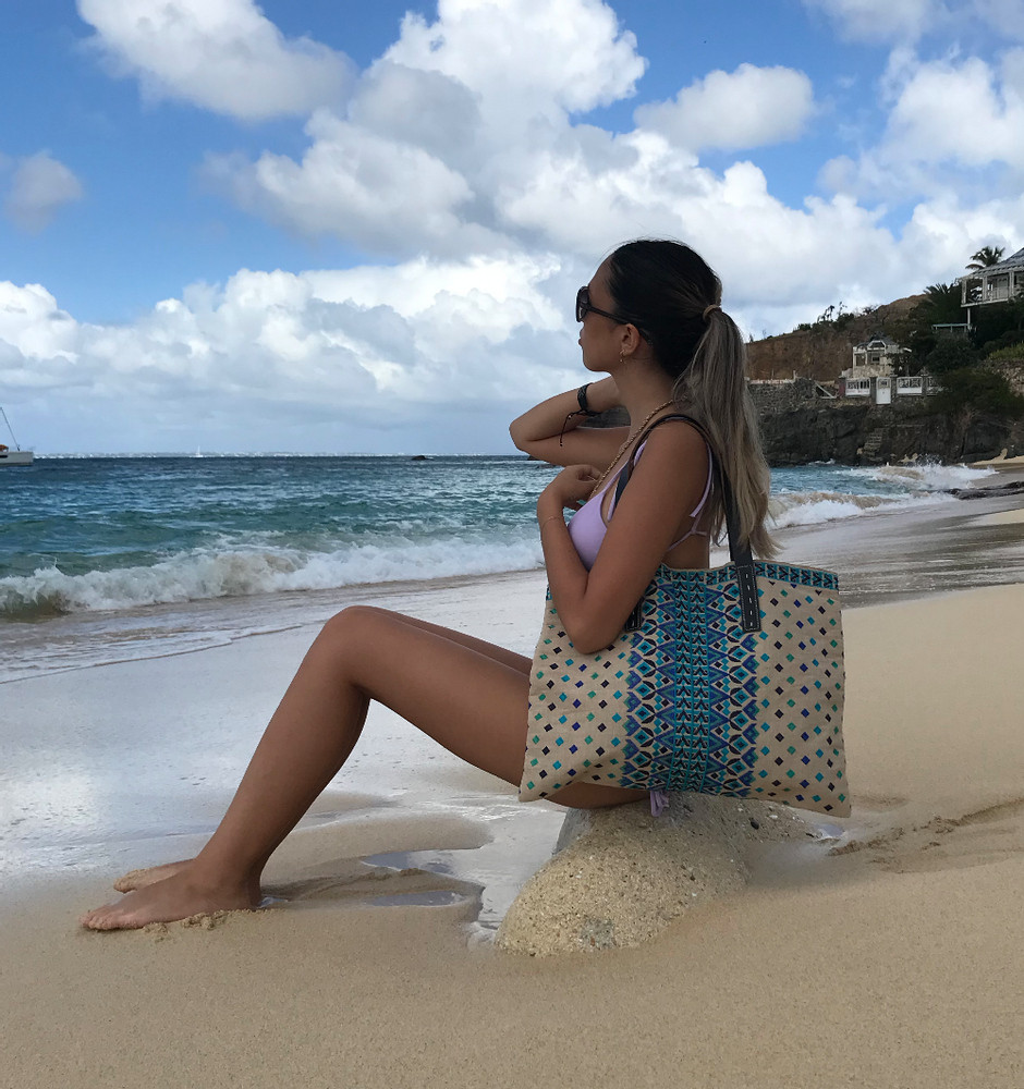 Bags and totes - Embroidered burlap tote - JO & MARG