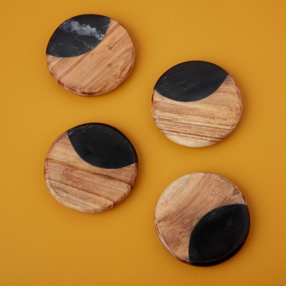 Ustensiles de cuisine - Dessous de verre en marbre noir et bois - BE HOME