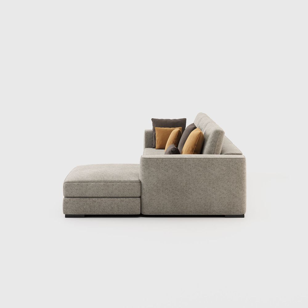 Sofas - Grey Sofa with Chaise Longue - LASKASAS