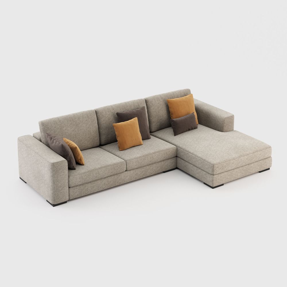 Sofas - Grey Sofa with Chaise Longue - LASKASAS