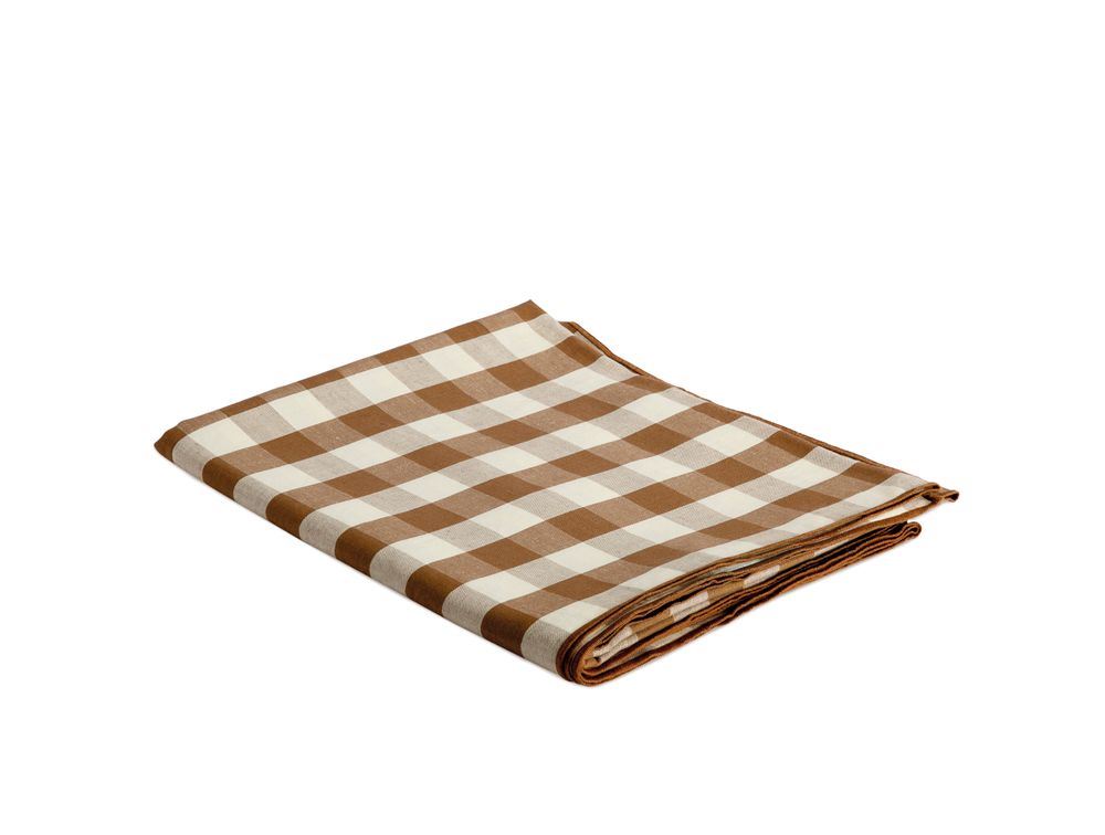 Table cloths - Vichy brown cotton/linen tablecloth 140x240 cm MS22046 - ANDREA HOUSE
