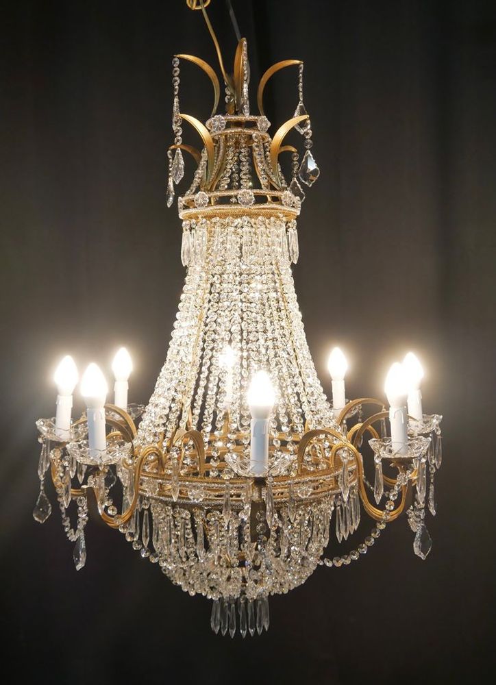 Plafonniers - LUSTRE EN CRISTAL DORÉ - L'ARTIGIANO DEL LAMPADARIO