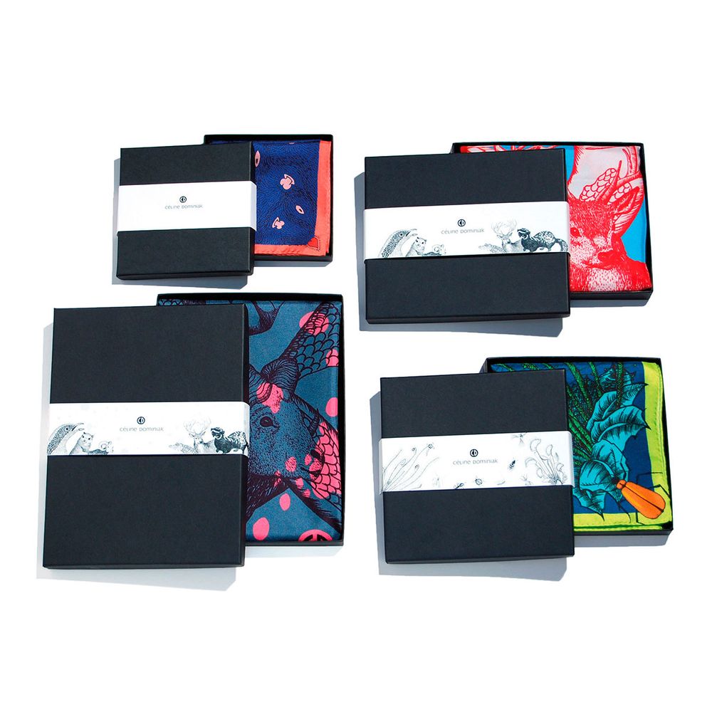 Scarves - Square silk scarf, “Rêves Martiens” collection, red blue turquoise - CÉLINE DOMINIAK