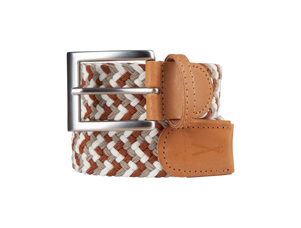 Petite maroquinerie - Ceinture tressée marron blanc marron - VERTICAL L ACCESSOIRE