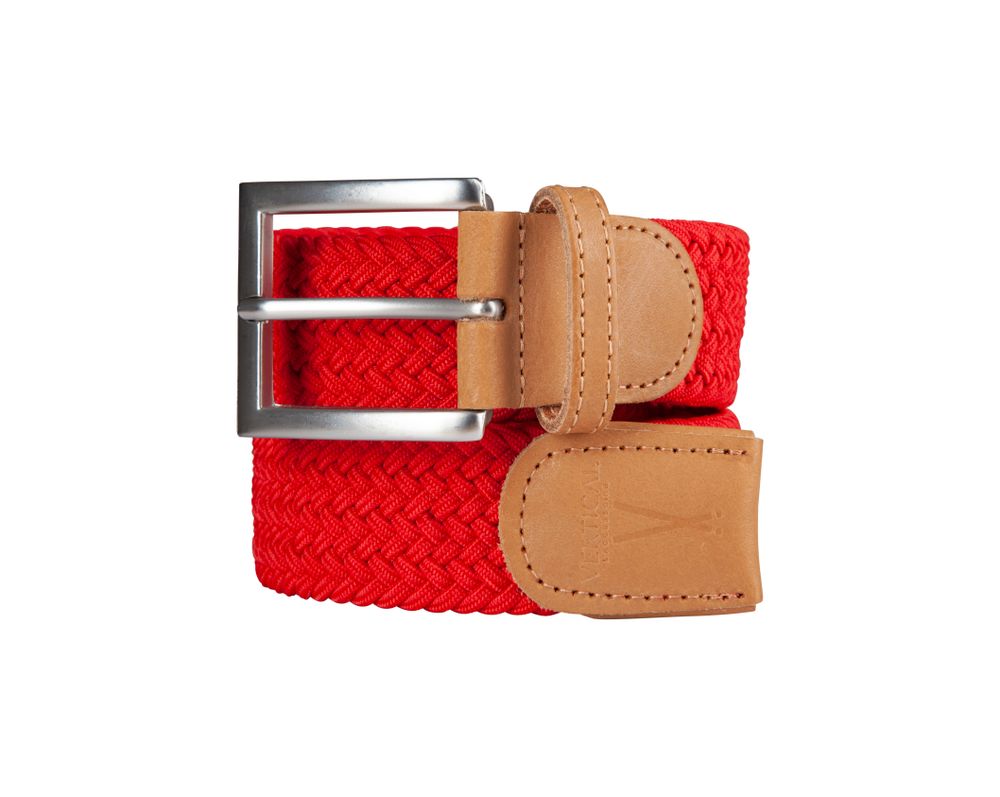 Leather goods - Red braided belt - VERTICAL L ACCESSOIRE