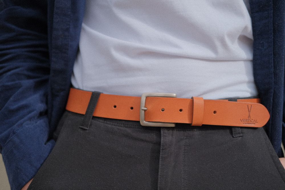 Leather goods - Camel genuine leather belt - VERTICAL L ACCESSOIRE