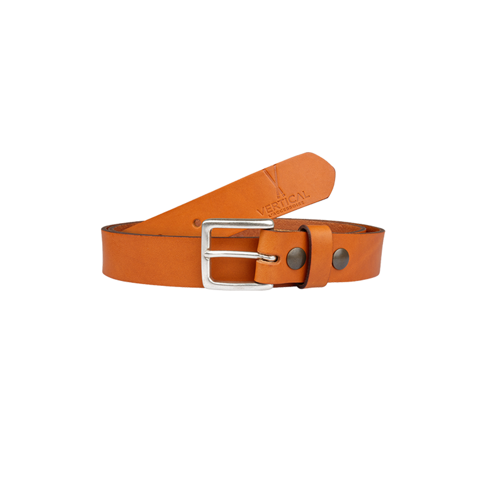 Leather goods - Camel genuine leather belt - VERTICAL L ACCESSOIRE