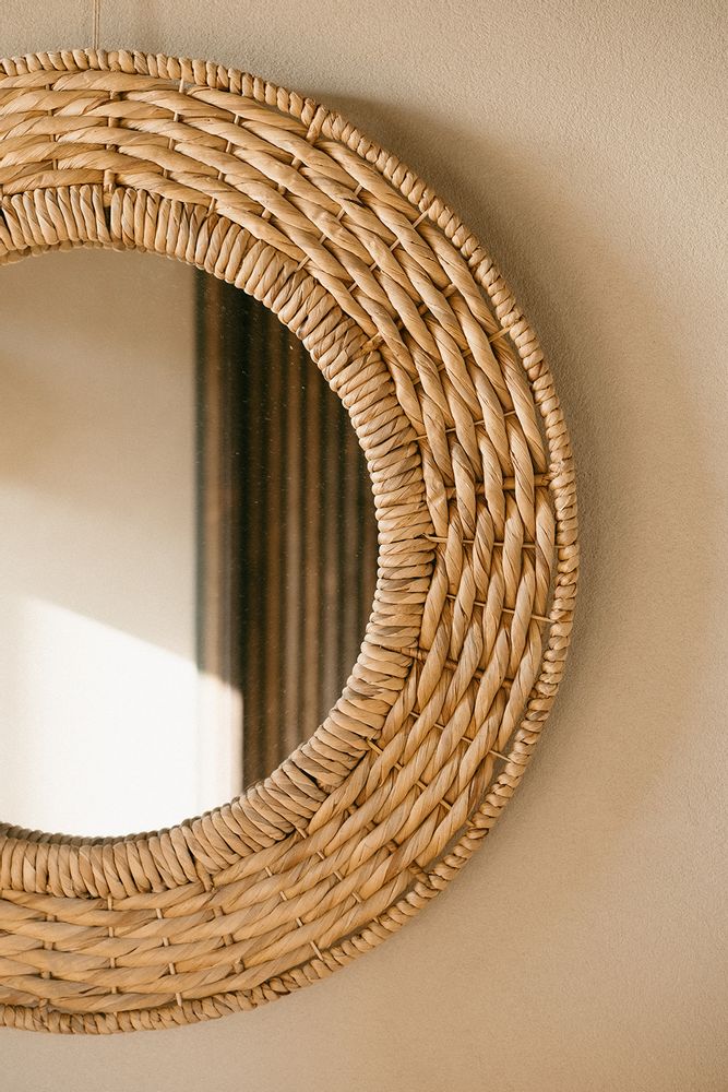 Mirrors - Rattan wall mirror Ø80x3 cm AX22216 - ANDREA HOUSE
