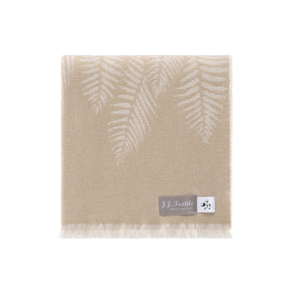 Throw blankets - NEW Fern Pure Cotton Throw - Available in Beige and Light Green - 130 x 190 cm - J.J. TEXTILE LTD