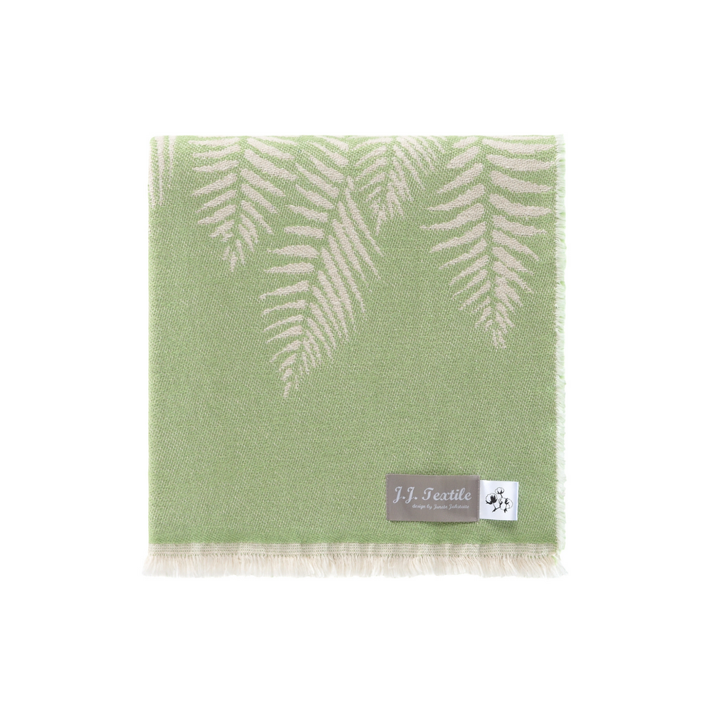 Throw blankets - NEW Fern Pure Cotton Throw - Available in Beige and Light Green - 130 x 190 cm - J.J. TEXTILE LTD