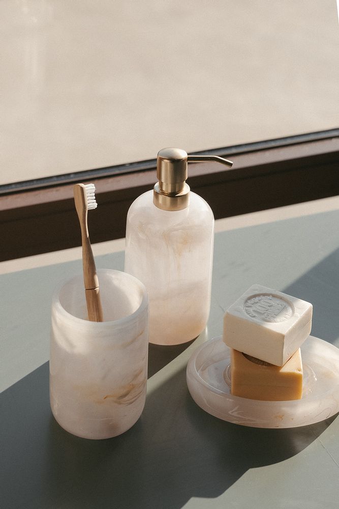 Installation accessories - POLYRESIN SOAP DISPENSER MOTHER-OF-PEARL EFFECT Ø8X18 BA22174 - ANDREA HOUSE